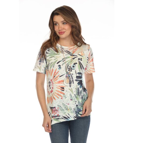 Colorful splash floral mesh Top - Picture 2 of 9